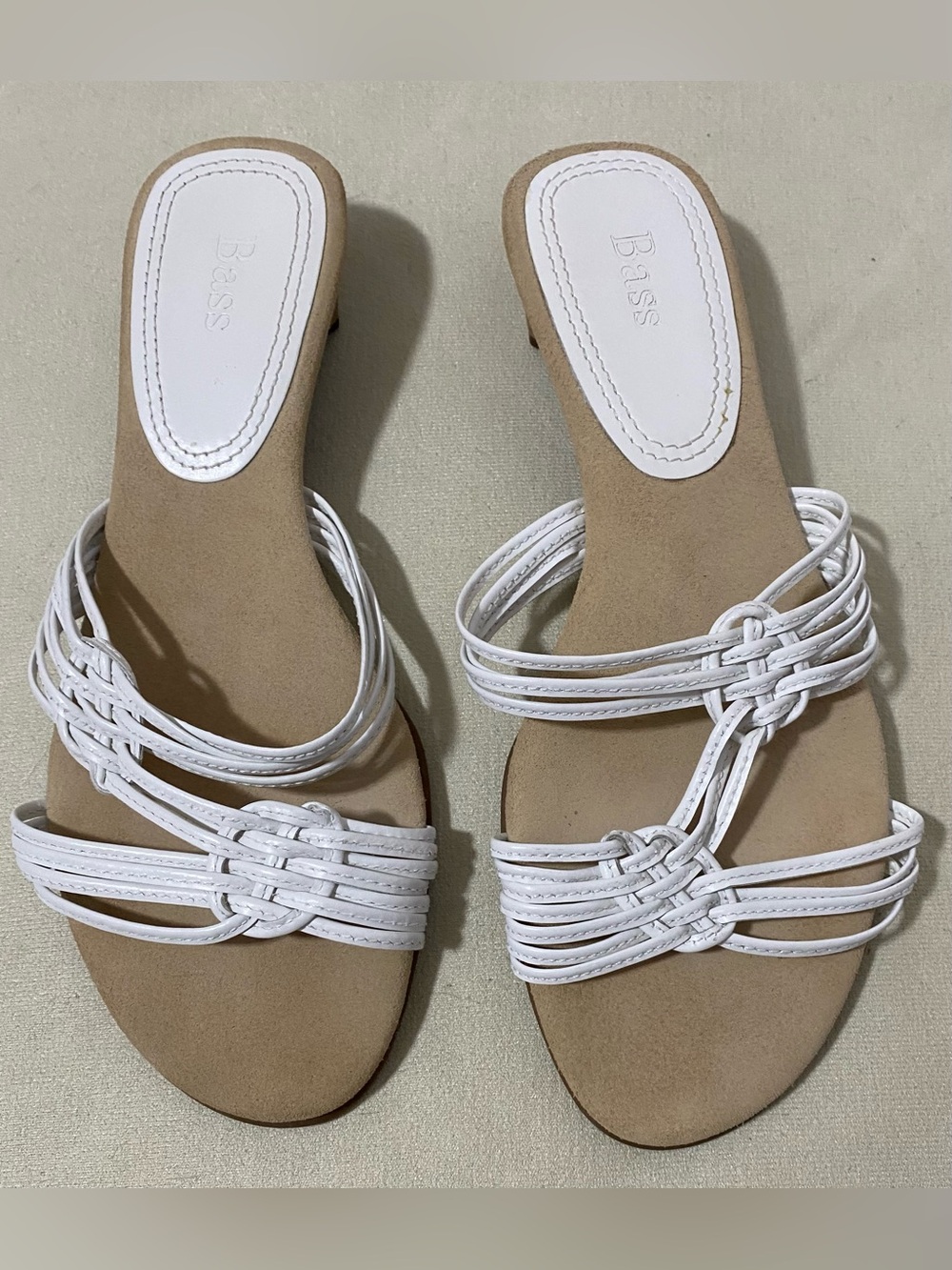 Bass White Braided-Strap Flat Sandals